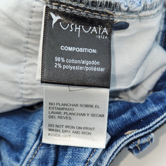 YUSHUAIA IBIZA HIGH WAIST DENIM SHORTS FRAYED HEM AND DISTRESSED SIZE S - Picture 12 of 15